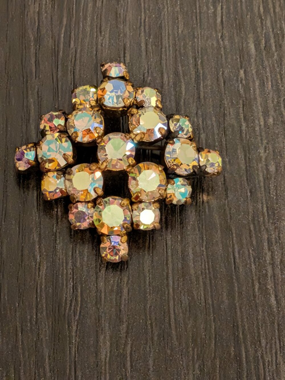 Vintage W Germany Aurora Borealis Rhinestone Brooch